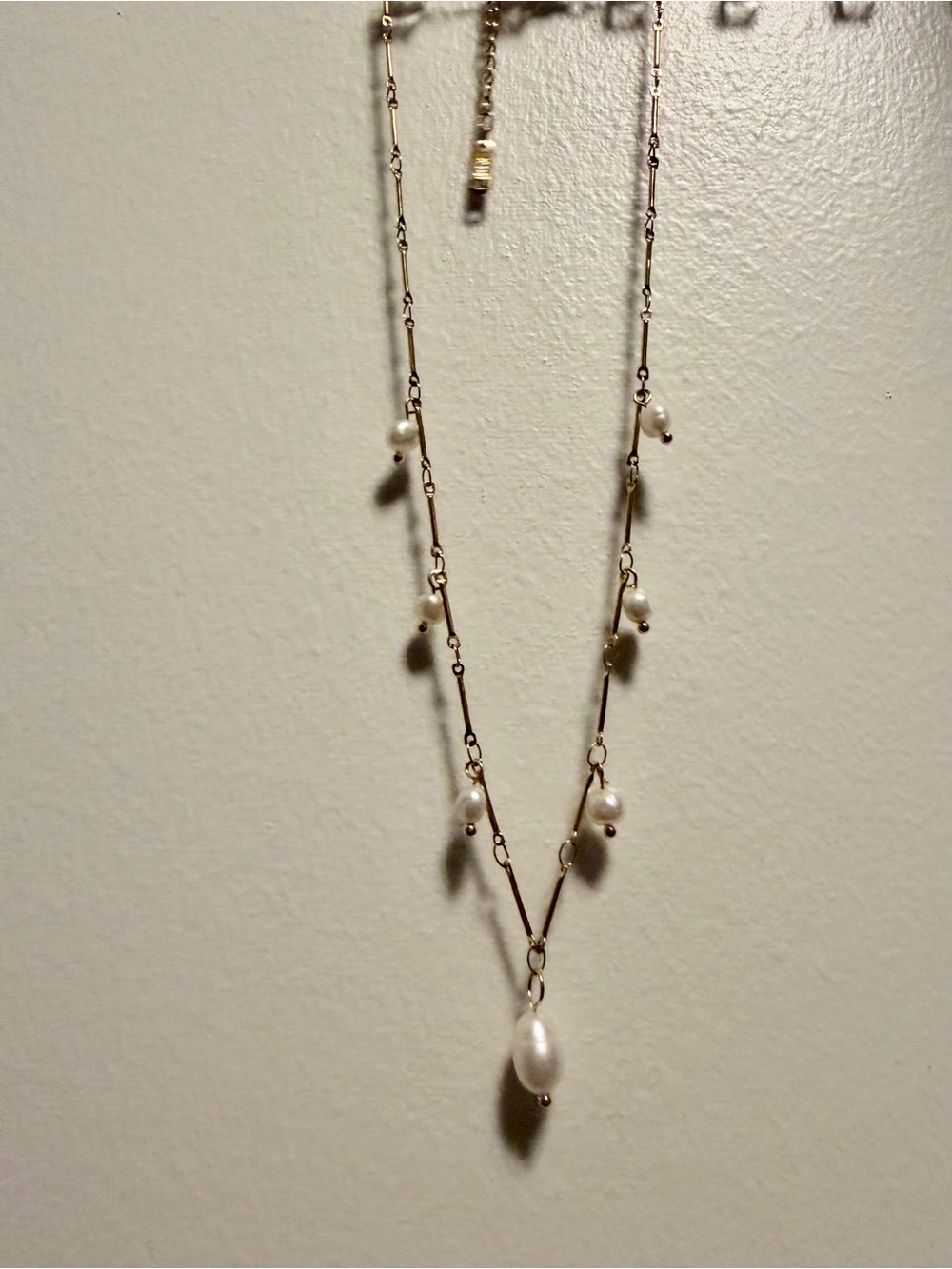 Gold Pearl Drop Necklace - Elegant Women’s Jewelry
